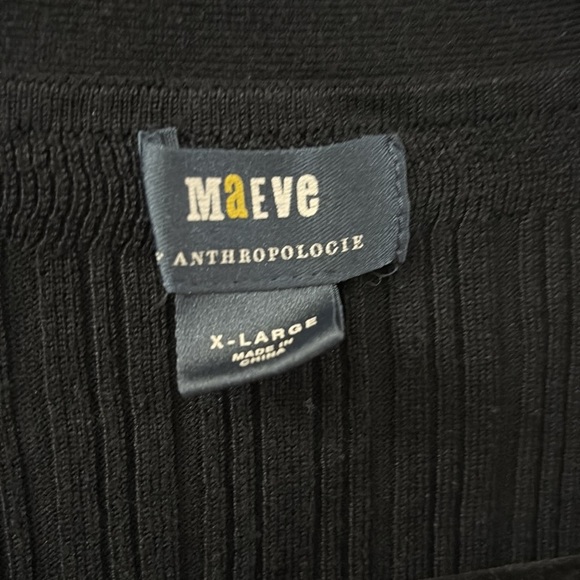 Anthropologie Maeve Black Ribbed sweater - XL - Ruffle detail - Picture 2 of 5